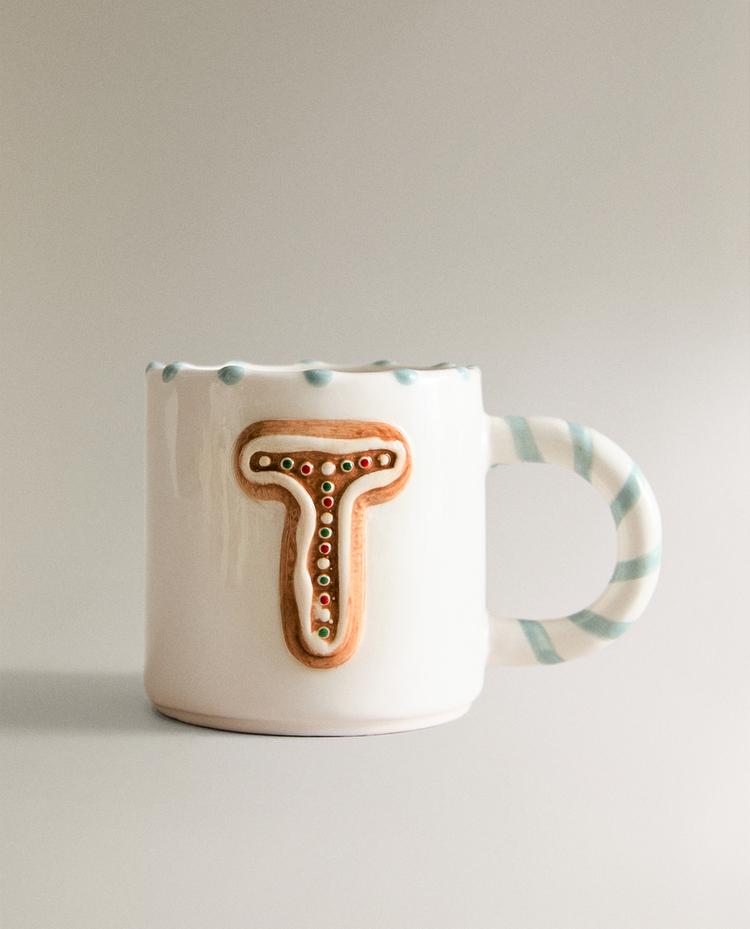 CHILDREN’S CHRISTMAS LETTER T STONEWARE MUG