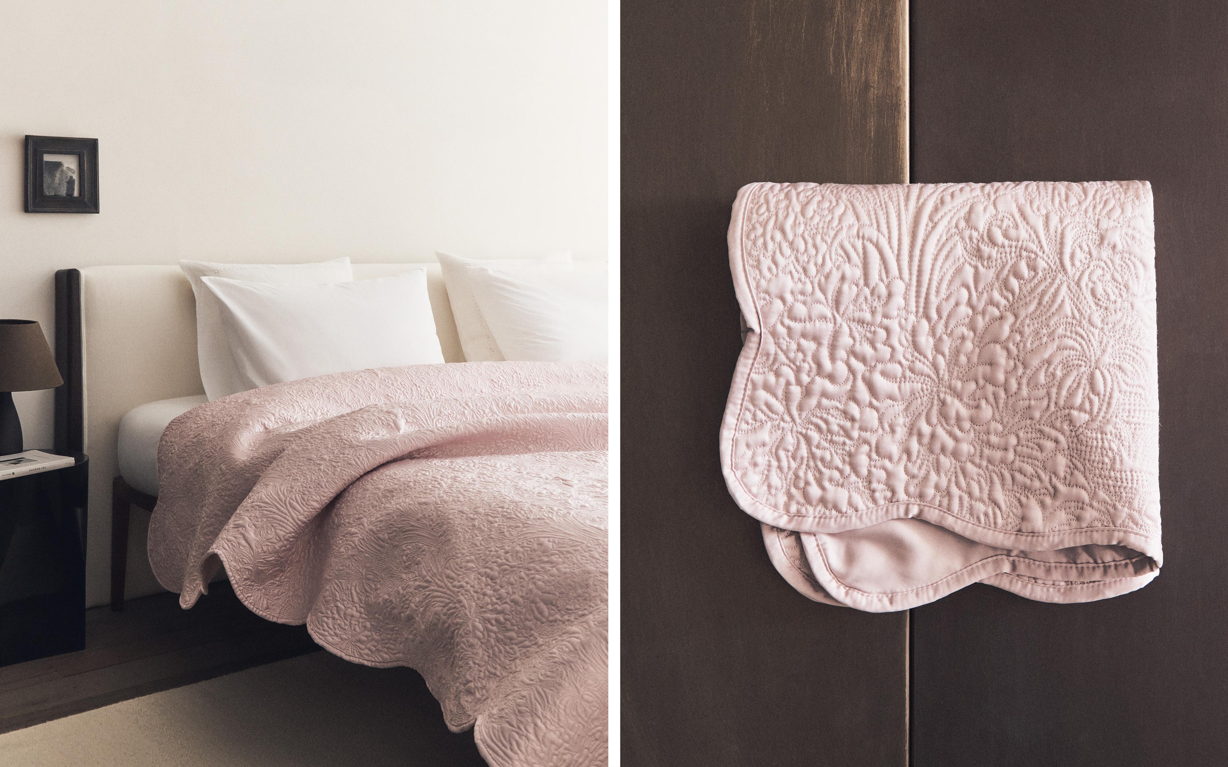 SCALLOPED FLORAL QUILTED BEDSPREAD