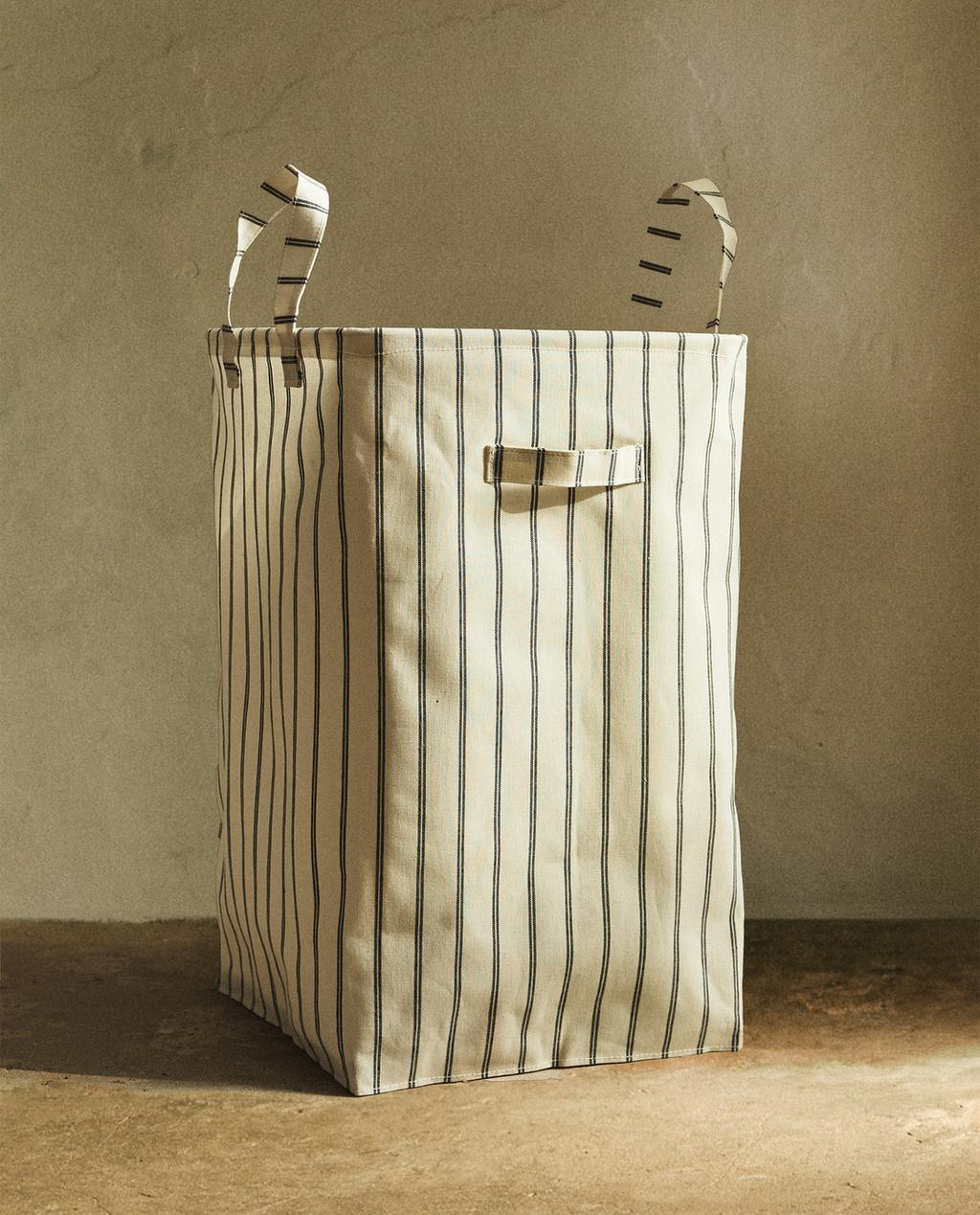 STRIPED LAUNDRY HAMPER