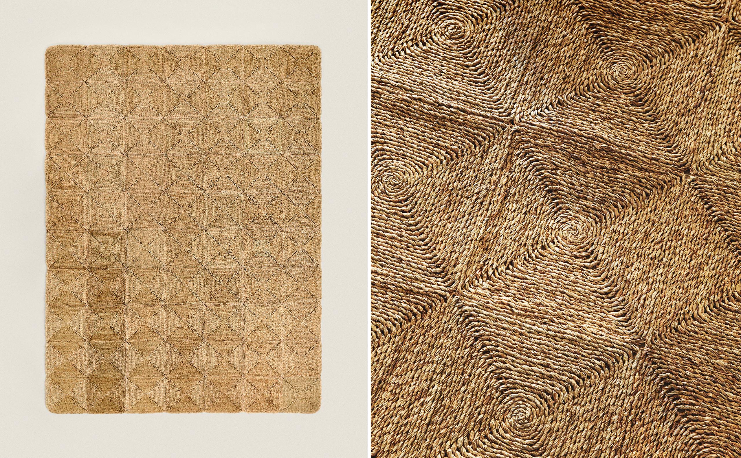 RECTANGULAR SPIRAL SEAGRASS RUG