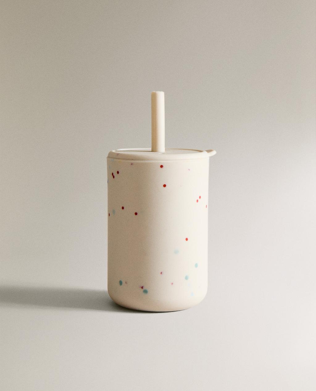 CHILDREN'S POLKA DOT TUMBLER WITH A STRAW