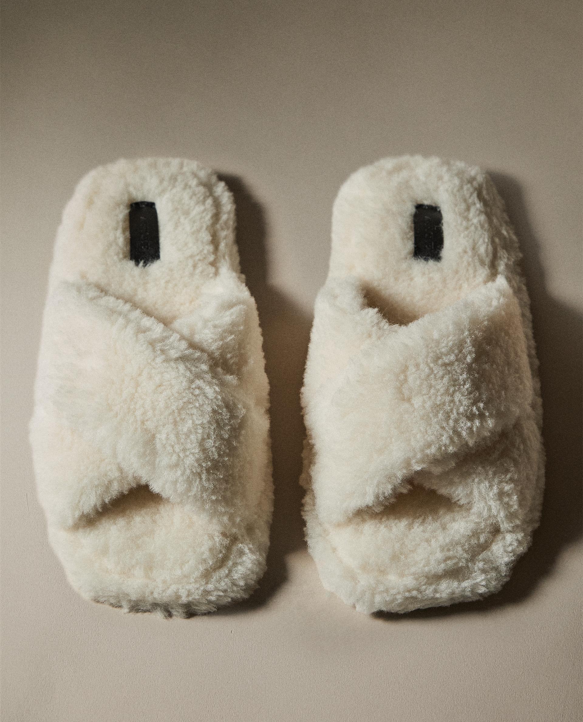 CROSSOVER FAUX SHEARLING SLIPPERS | Zara Home Kuwait