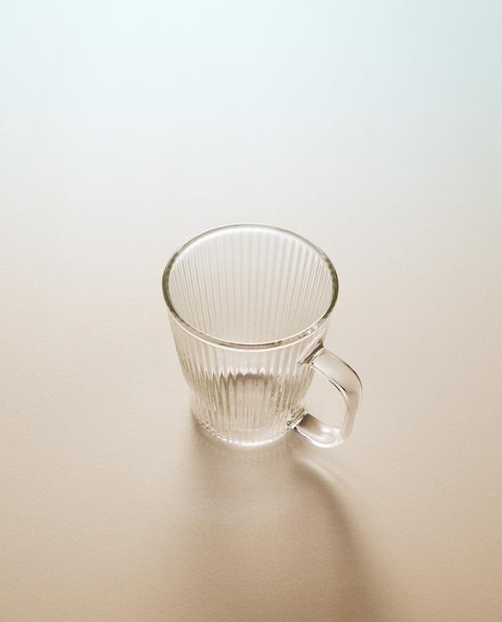 BOROSILICATE GLASS MUG WITH LINES BOROSILICATE GLASS MUG WITH LINES