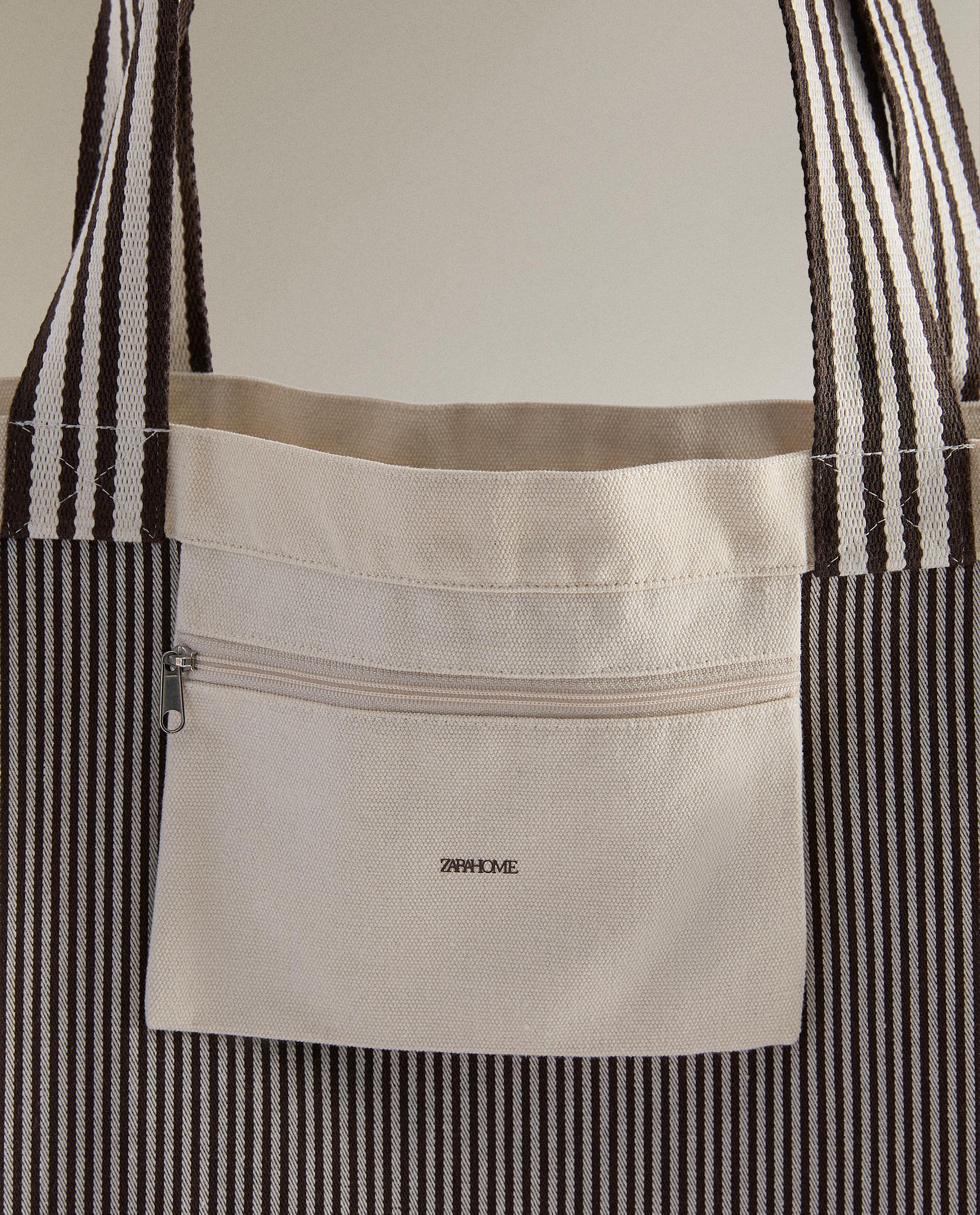 REVERSIBLE STRIPED FABRIC TOTE BAG product thumbnail 5