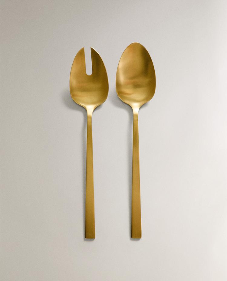 GOLDEN STEEL SALAD CUTLERY SET (SET OF 2)