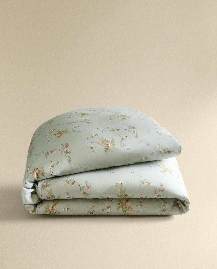 FLORAL BRANCH SATEEN DUVET COVER (300 THREAD COUNT)