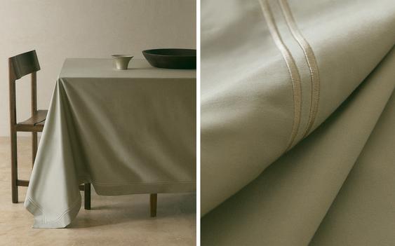 DOUBLE TRIM SATEEN TABLECLOTH