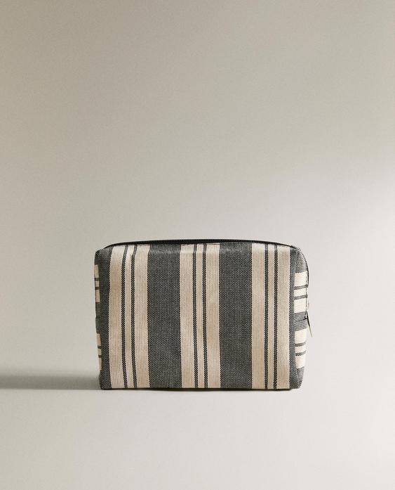 TROUSSE DE TOILETTE IMPERMÉABLE COTON RAYÉ