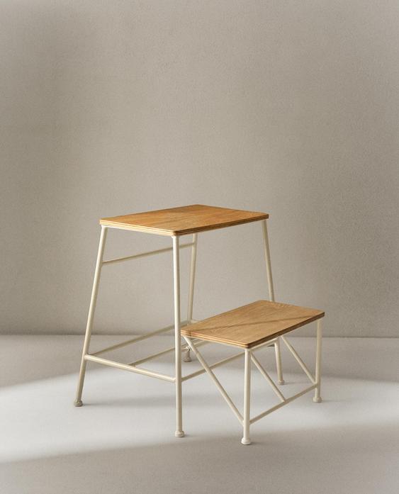 TABURETE ESCALERA MADERA DOS PELDAÑOS