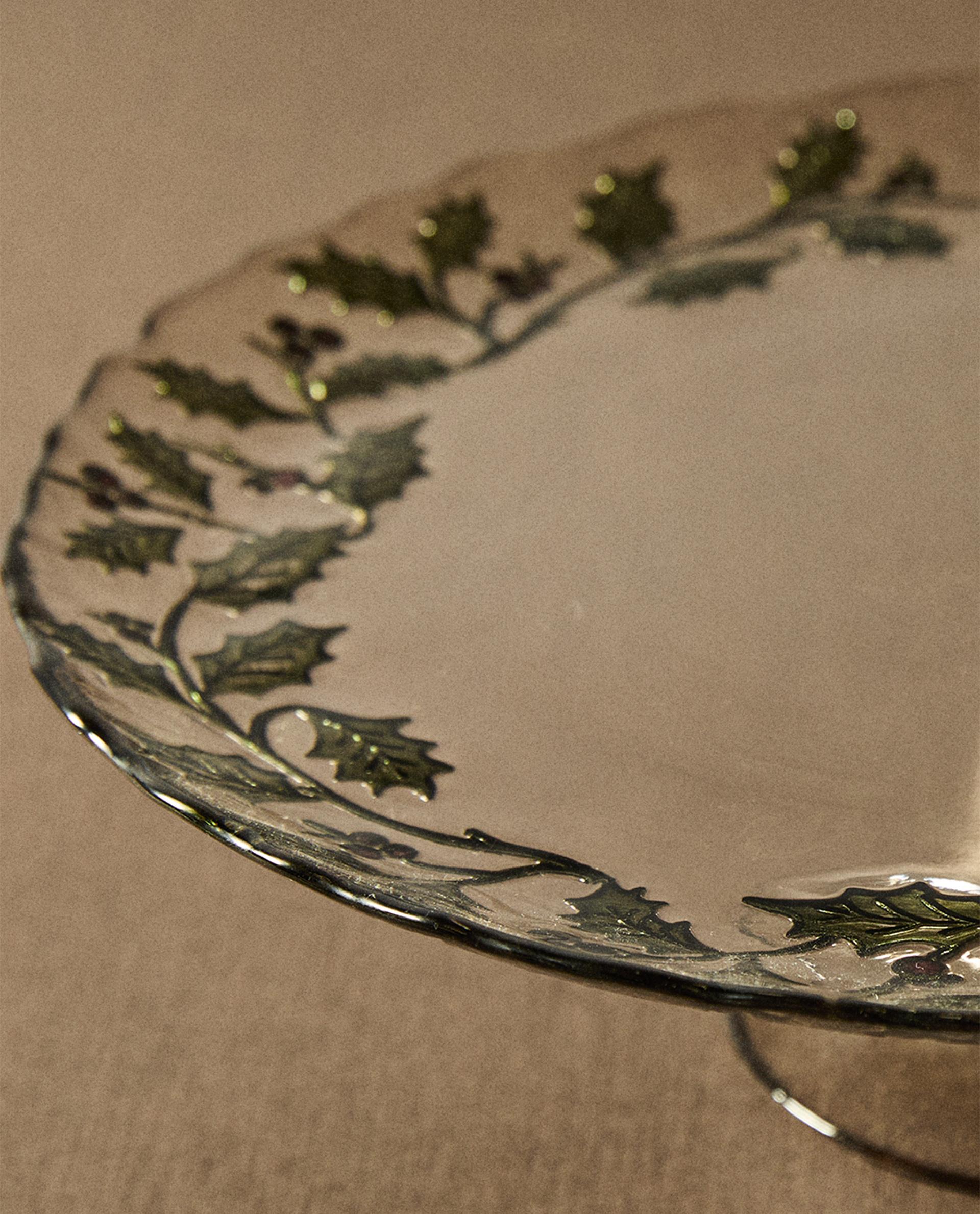 クリスマス ヒイラギの葉 ガラスデザートプレート | Zara Home 日本/Japan