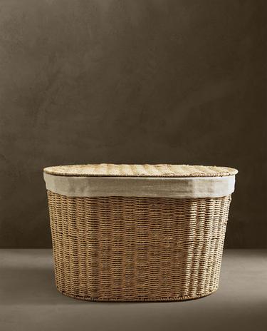 OVAL FABRIC-LINED LAUNDRY BASKET