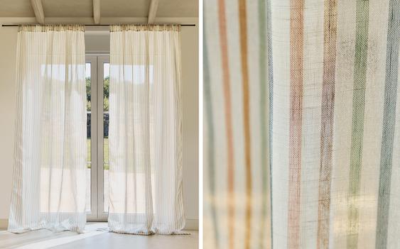 LOW OPACITY MULTICOLORED STRIPED CURTAIN