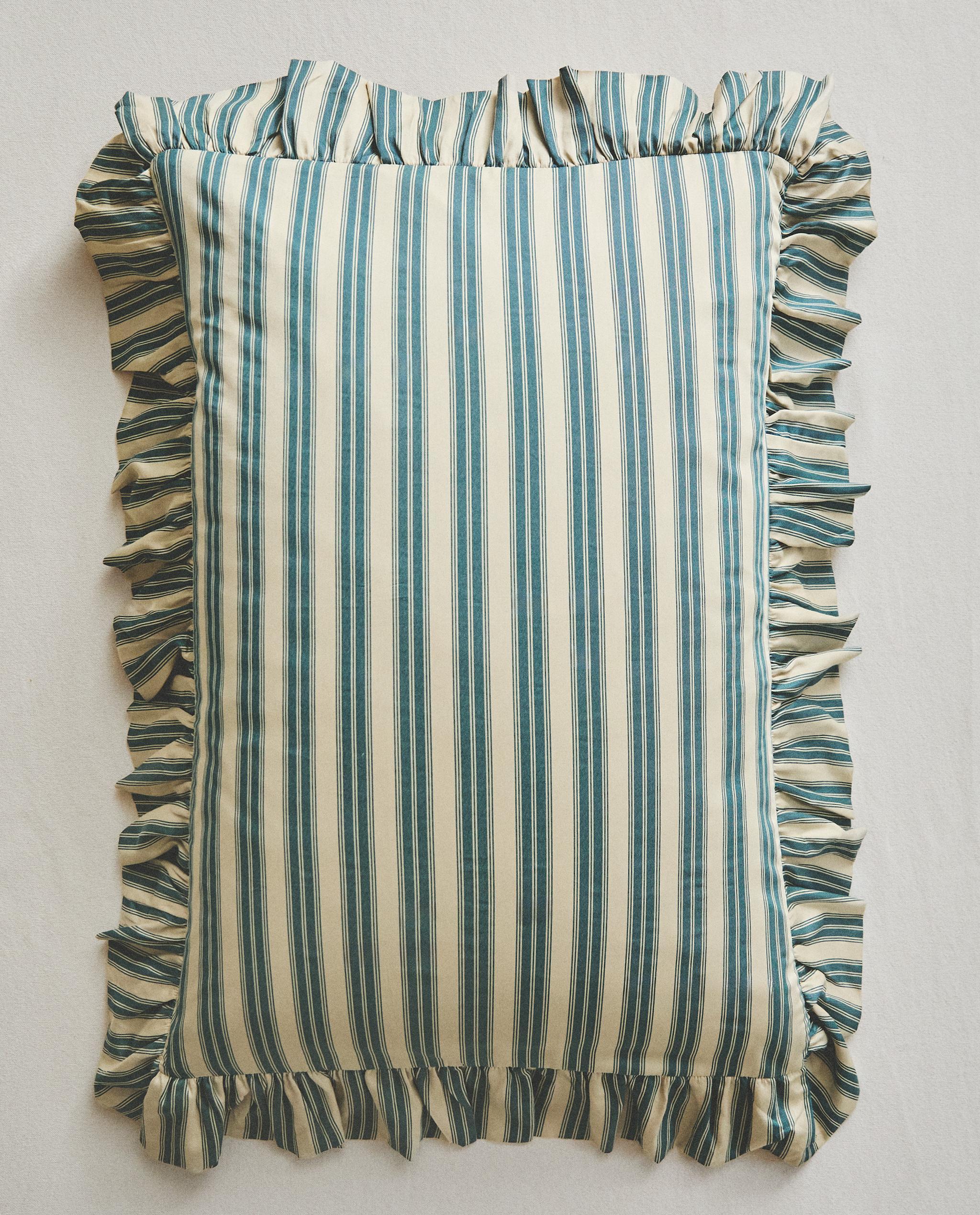 STRIPED PILLOWCASE WITH RUFFLE TRIM | KATHARINE POLE product thumbnail 7