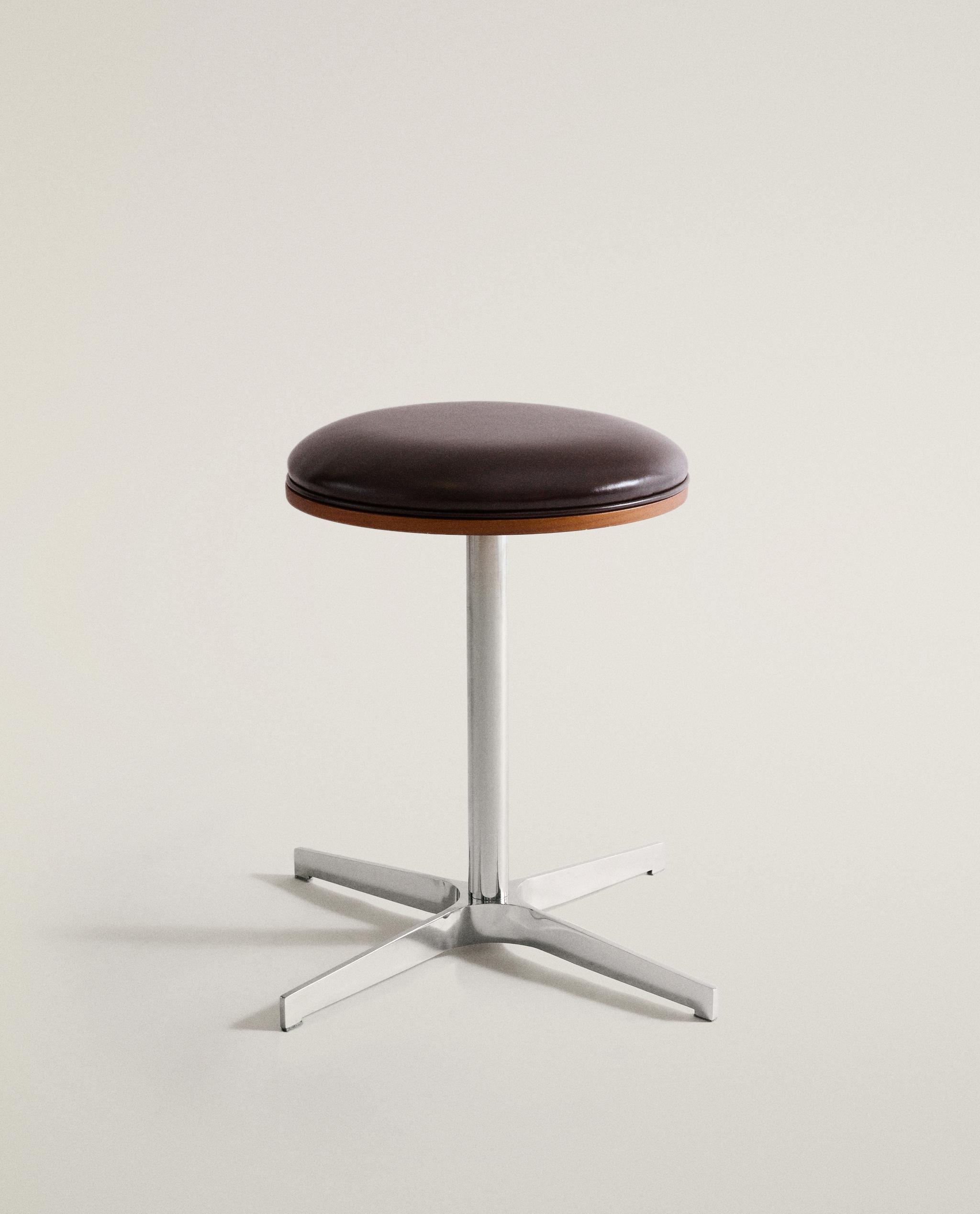 TABOURET CUIR ET ACIER INOXYDABLE — Zara Home