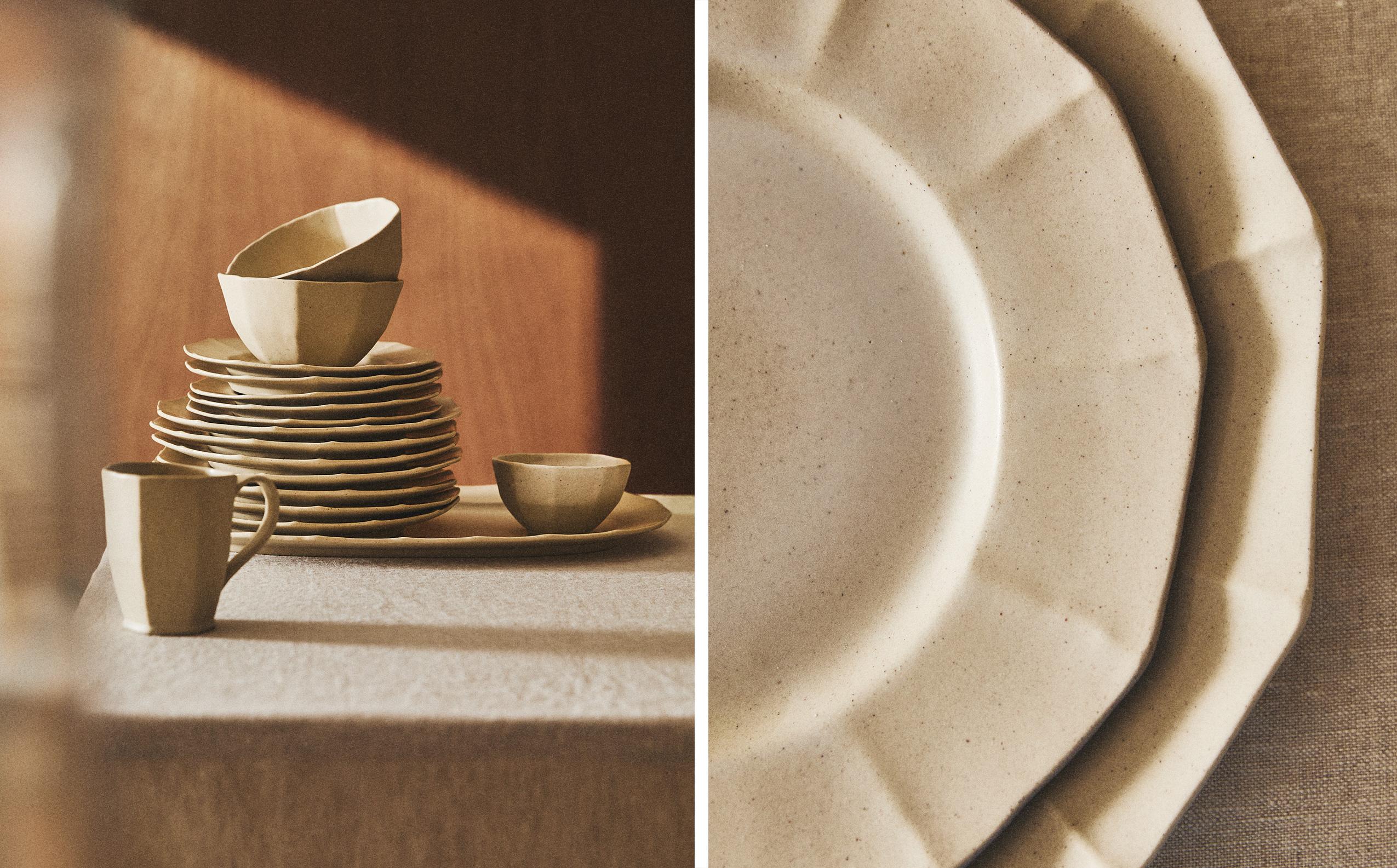 FACETED STONEWARE DINNER SET