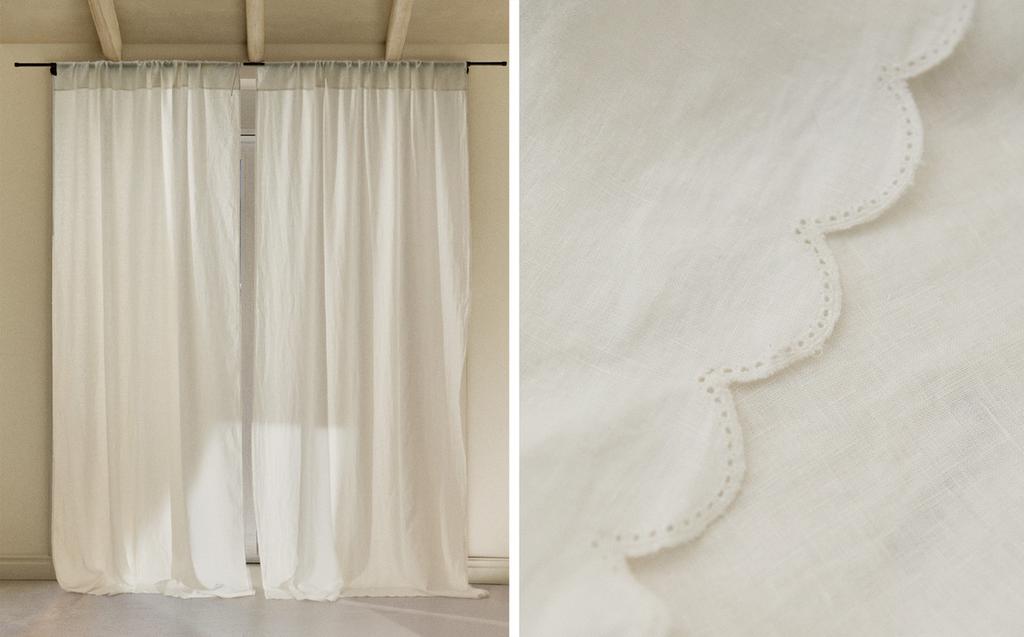 LINEN CURTAIN WITH OPENWORK EDGE LINEN CURTAIN WITH OPENWORK EDGE