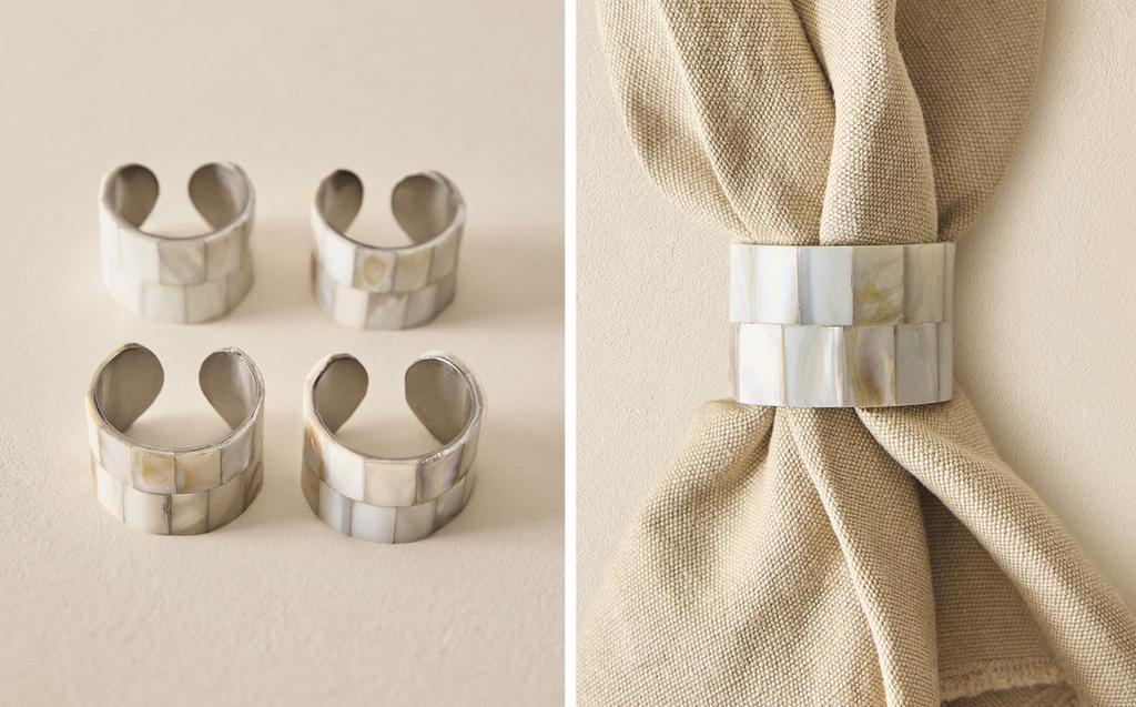 PACK OF MOTHER-OF-PEARL NAPKIN RINGS (PACK OF 4) PACK OF MOTHER-OF-PEARL NAPKIN RINGS (PACK OF 4)