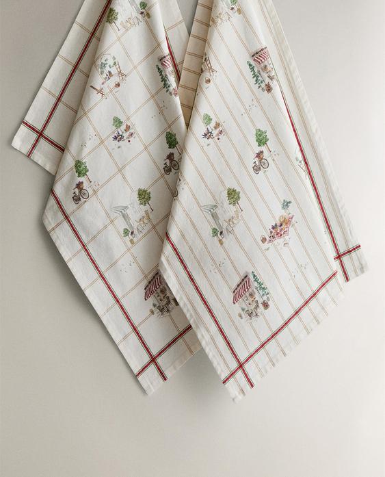 PACK OF FLORAL COTTON TEA TOWELS (PACK OF 2)
