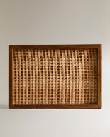 WOODEN RATTAN TRAY