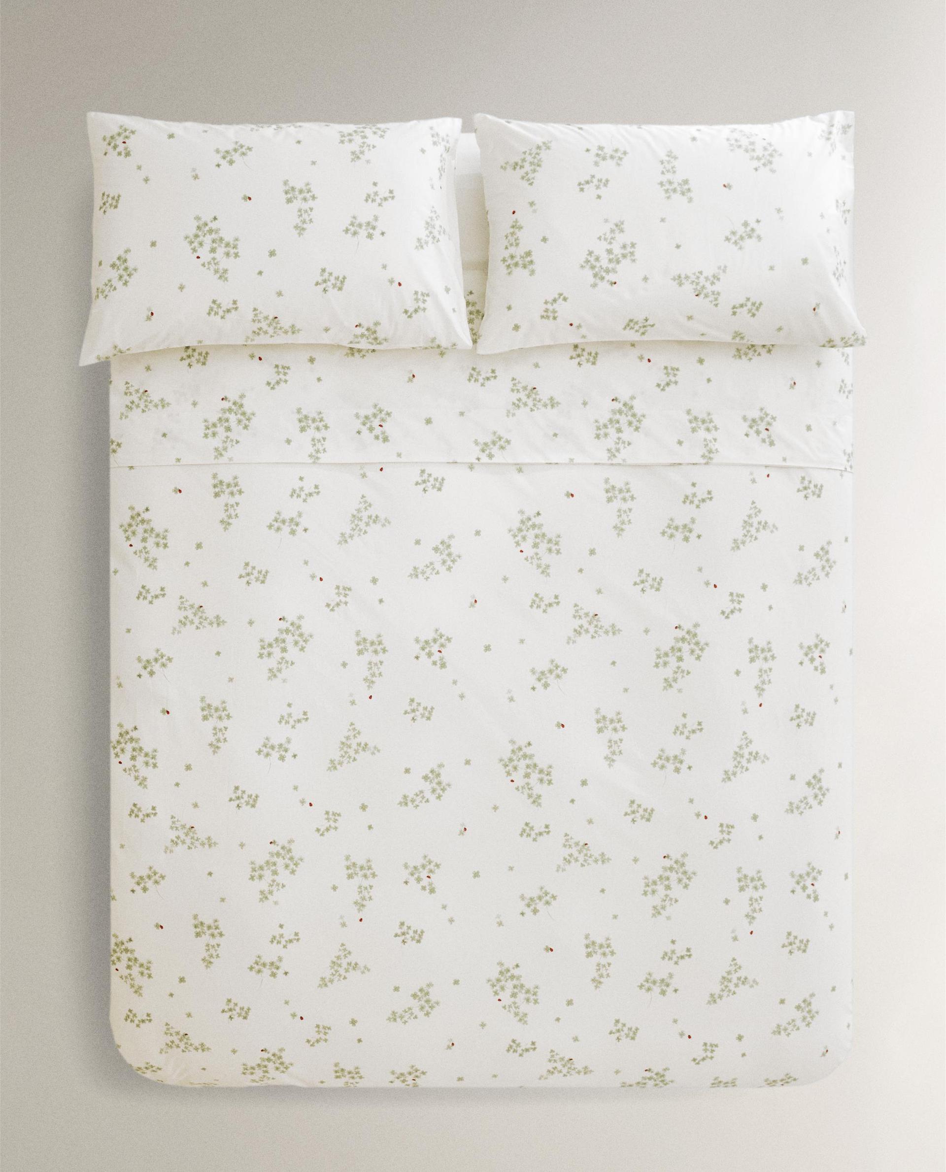 HOUSSE DE COUETTE COTON TRÈFLES ET COCCINELLES HOUSSE DE COUETTE COTON TRÈFLES ET COCCINELLES