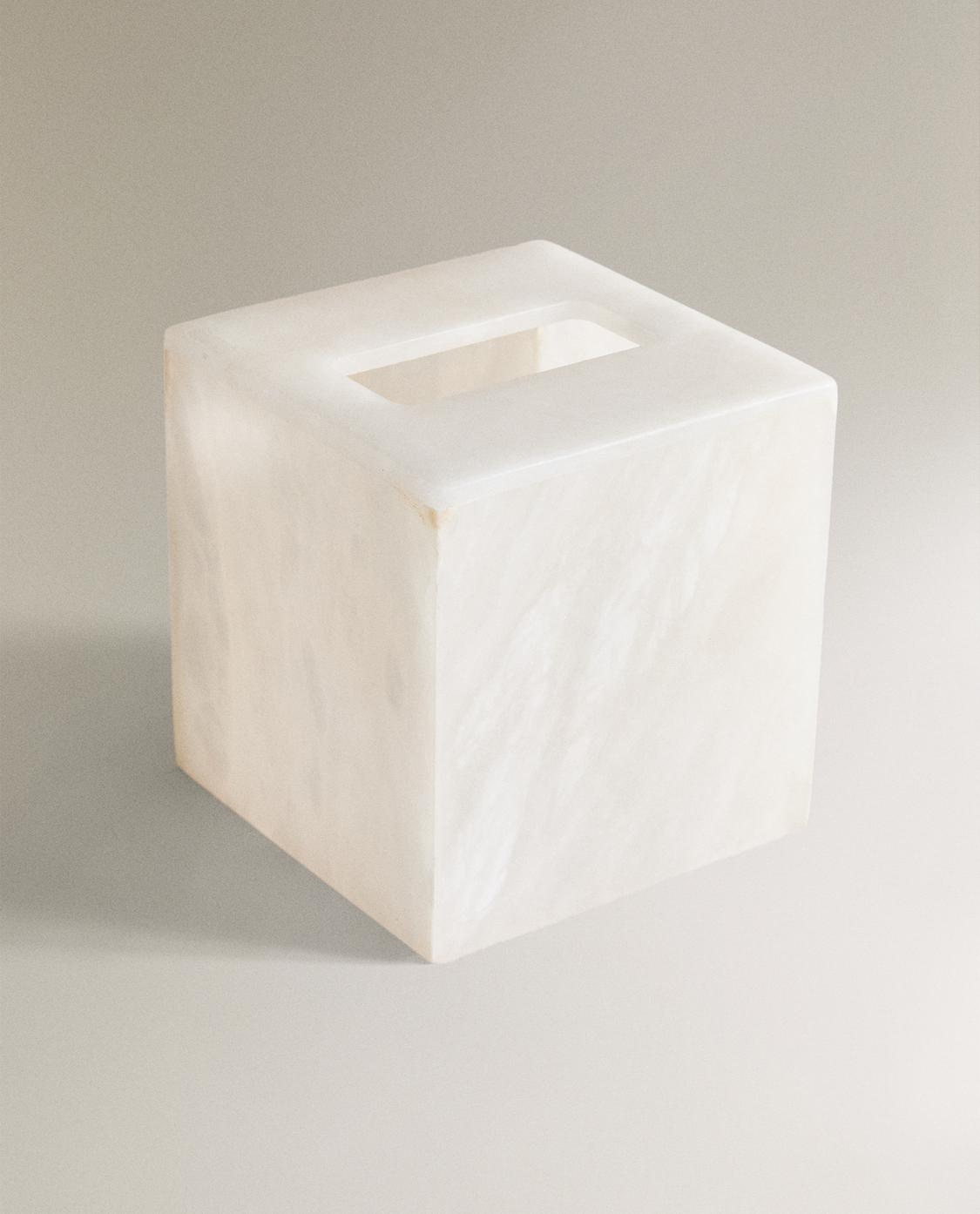 Copri Scatola Fazzoletti In Marmo Naturale - Design Minimalista Per Bagno, Camera E Ufficio - Bianco - Foto 6