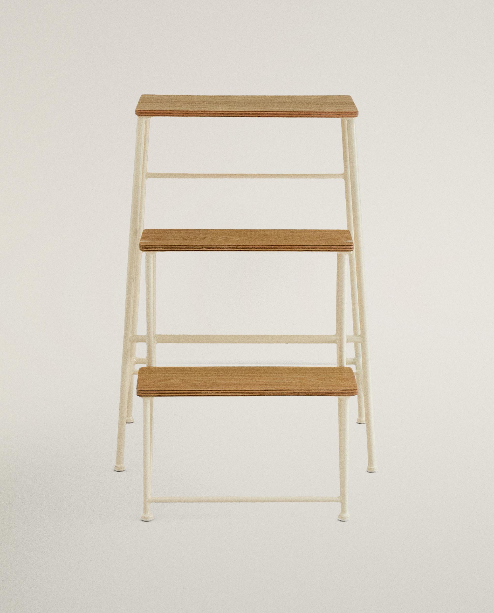 TABOURET ESCALIER TROIS MARCHES BOIS ET FER — Zara Home
