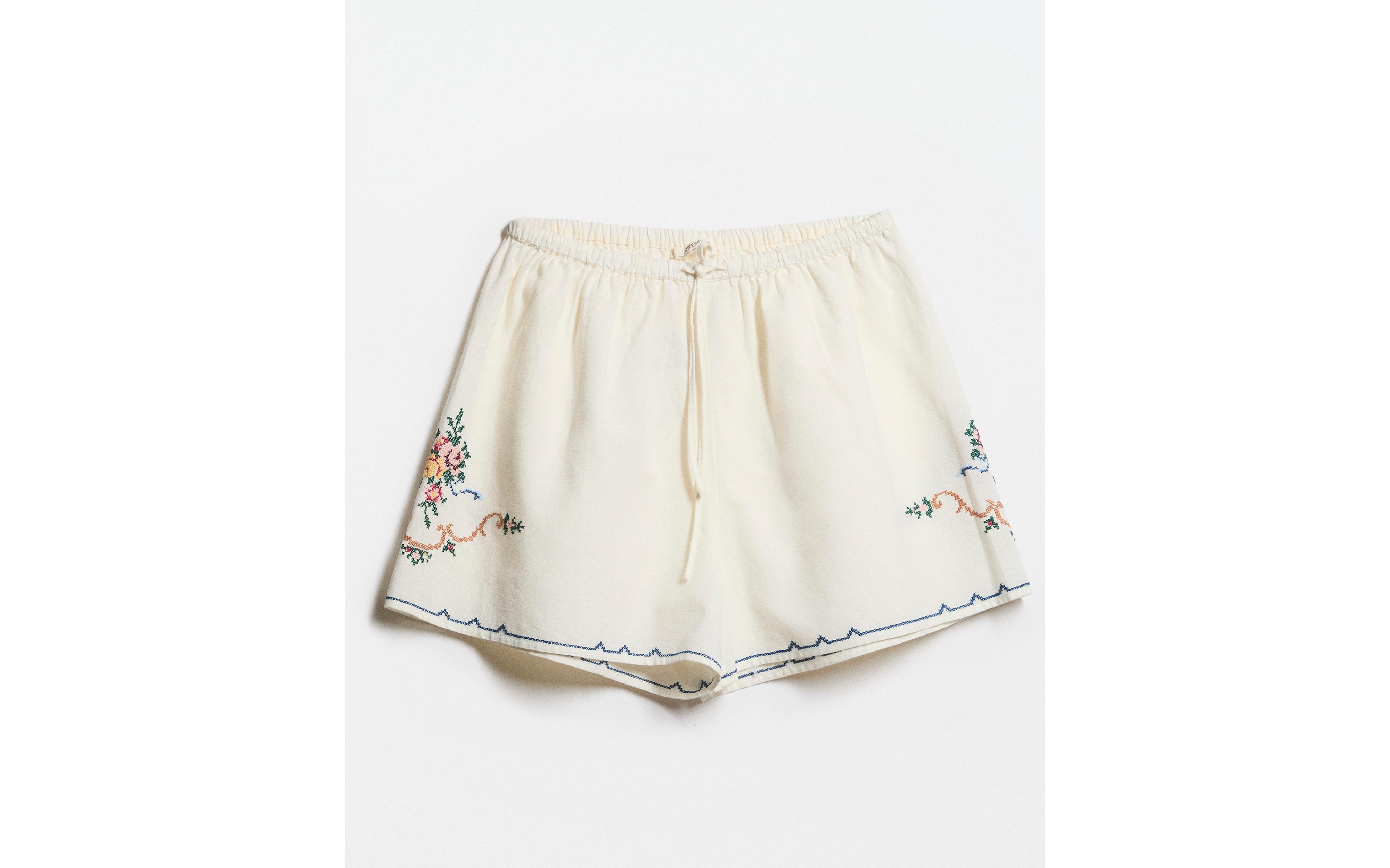 EMBROIDERED COTTON LINEN SHORTS product thumbnail 9