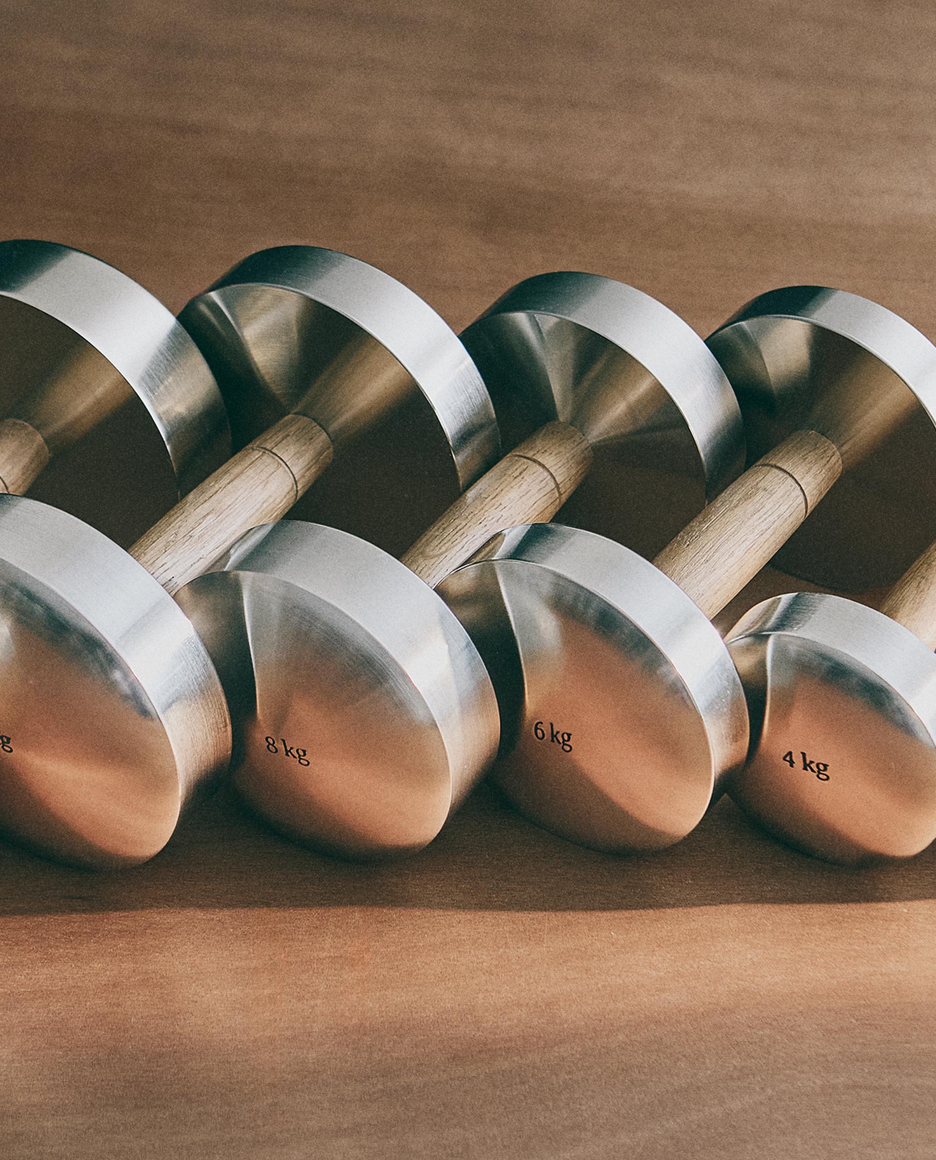 OAK WOOD AND STEEL DUMBBELL
