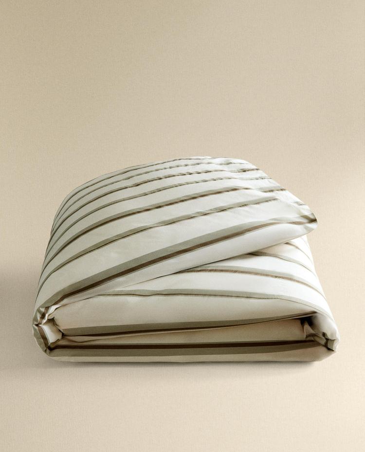 COTTON PERCALE DUVET COVER WITH BANDS (300 THREAD COUNT)
