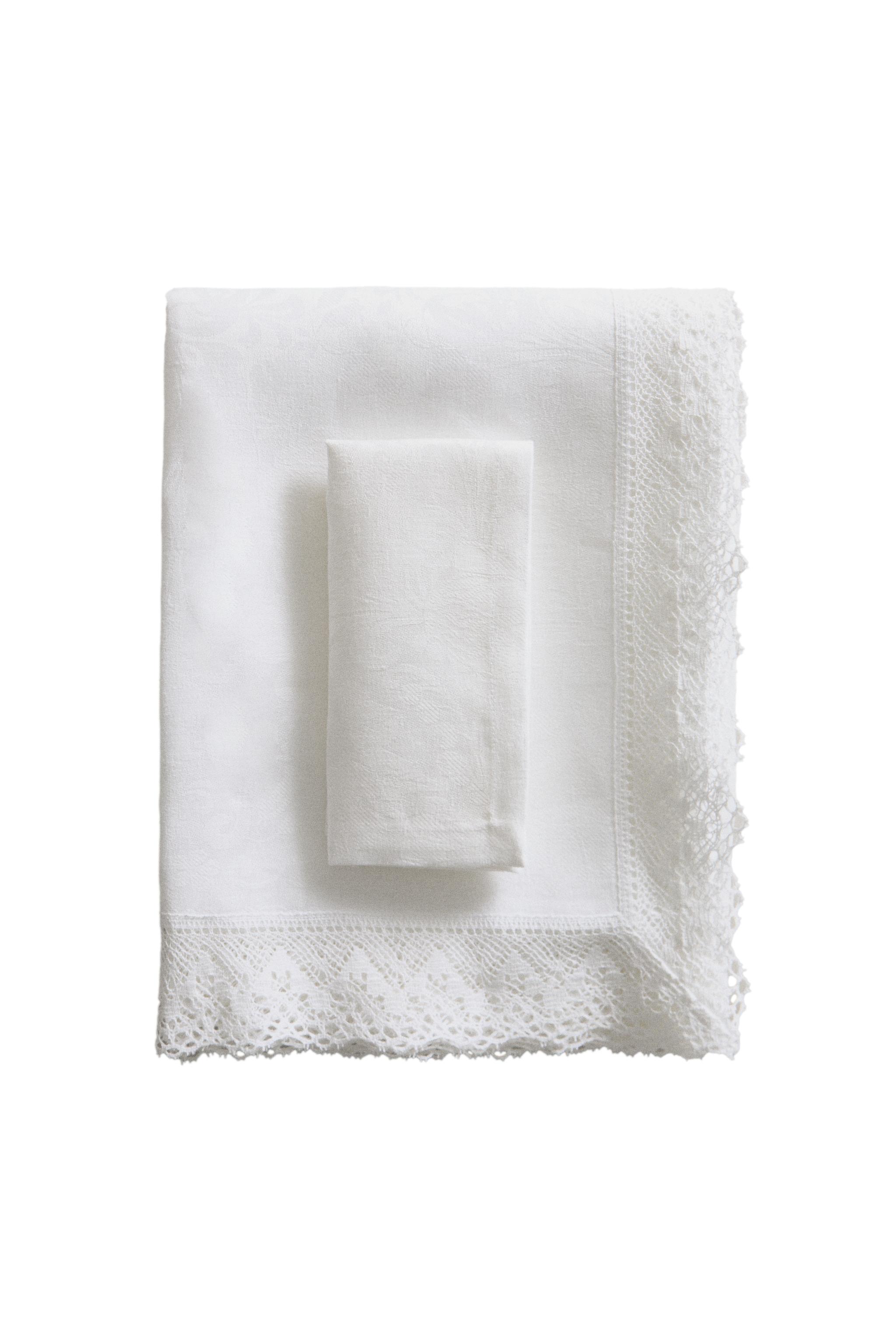 LINEN JACQUARD TABLECLOTH WITH LACE TRIM product thumbnail 10