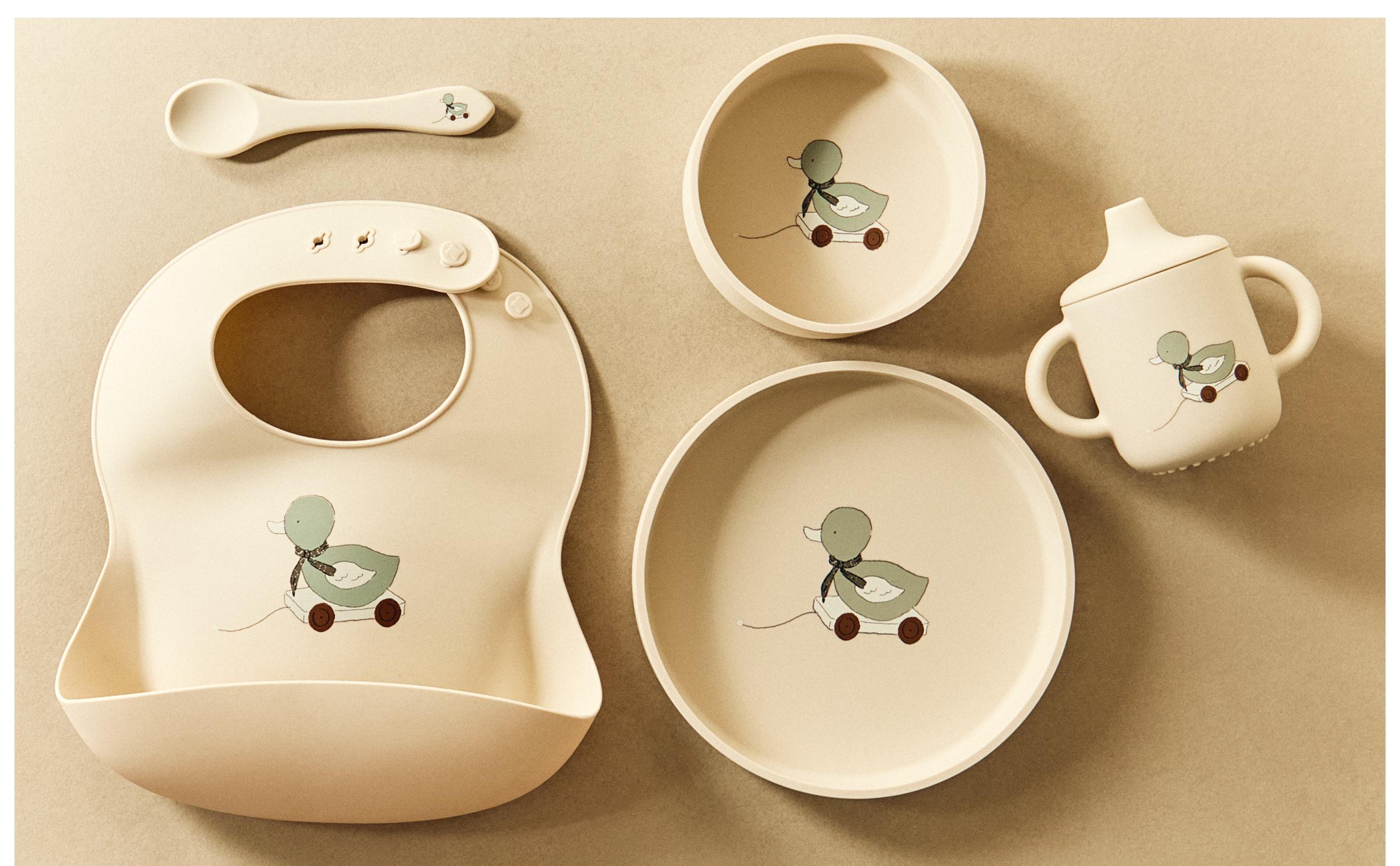 CHILDREN'S DUCKLING SILICONE TABLEWARE