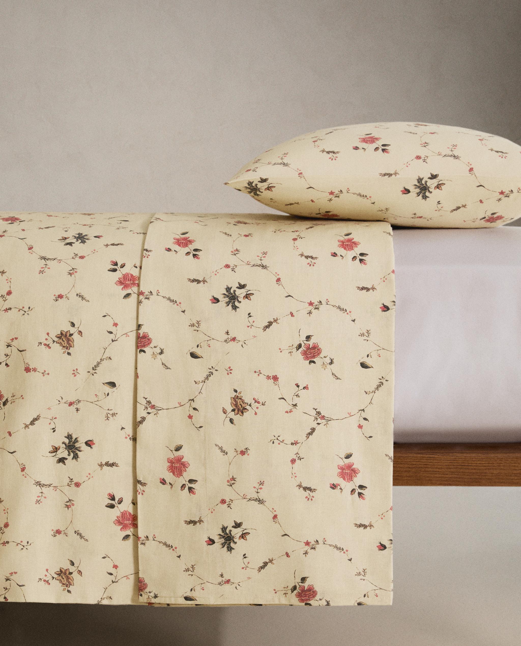 FLORAL PRINT LINEN AND COTTON FLAT SHEET | KATHARINE POLE product thumbnail 3