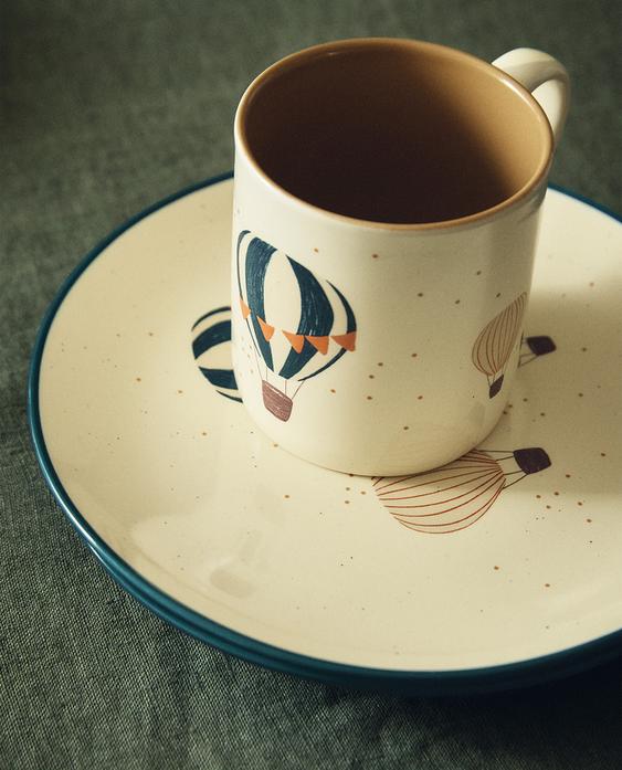 LOUÇA INFANTIL DE CERÂMICA COM BALÕES AEROSTÁTICOS