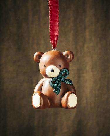 RESIN TEDDY BEAR CHRISTMAS TREE DECORATION