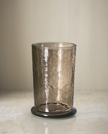 SMOKY TEXTURED GLASS TOOTHBRUSH HOLDER