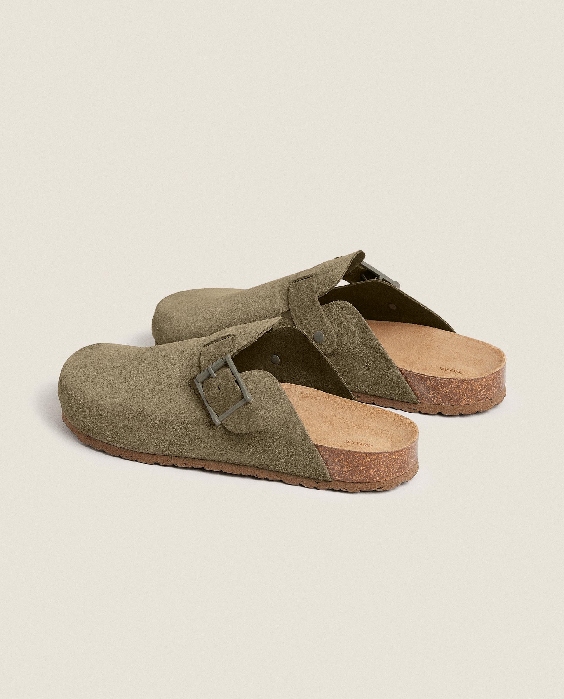 ZARA スクウェアトゥ レザー クロッグ サンダル 38 - メルカリ