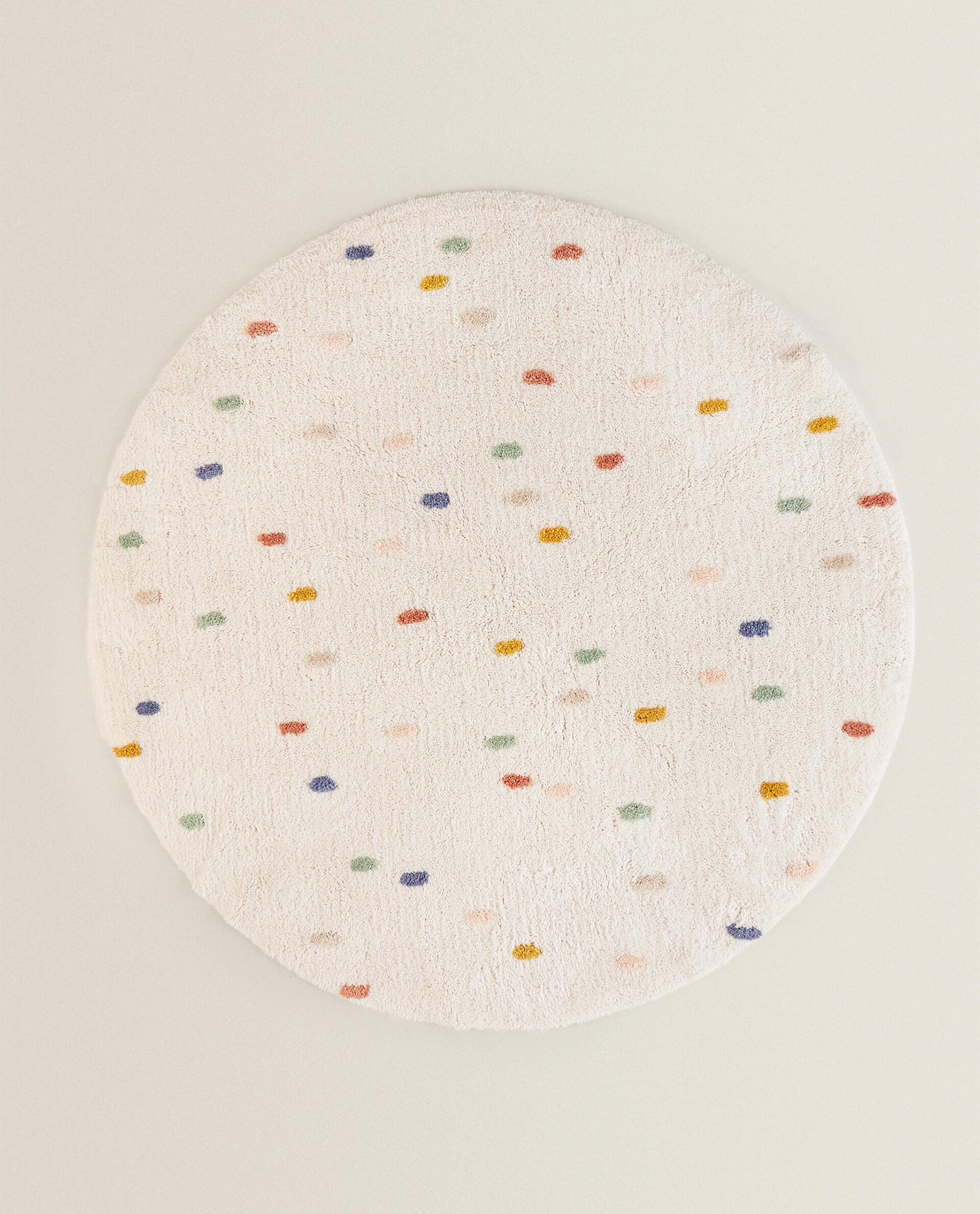zara  kidsドットラグ CHILDREN'S MULTICOLORED POLKA DOT COTTON AREA RUG | Zara