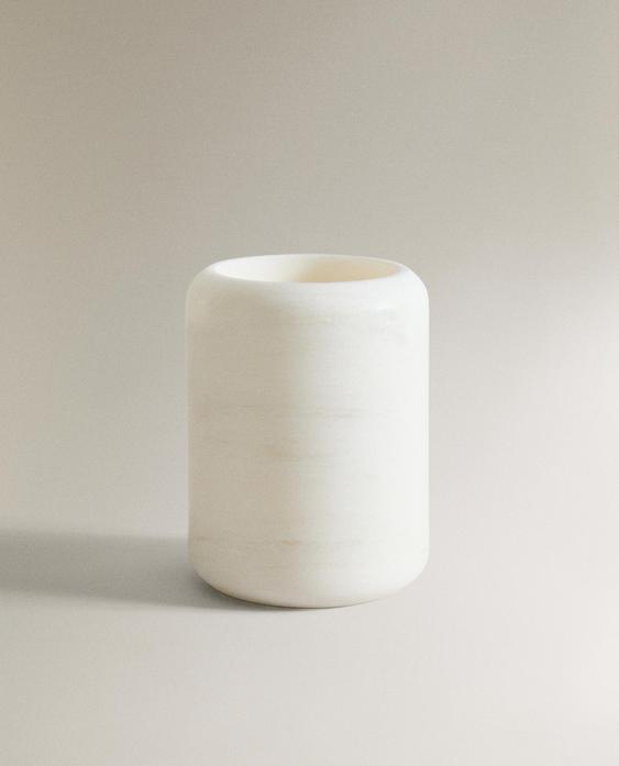 VASO CEPILLO DIENTES BAÑO MÁRMOL BLANCO