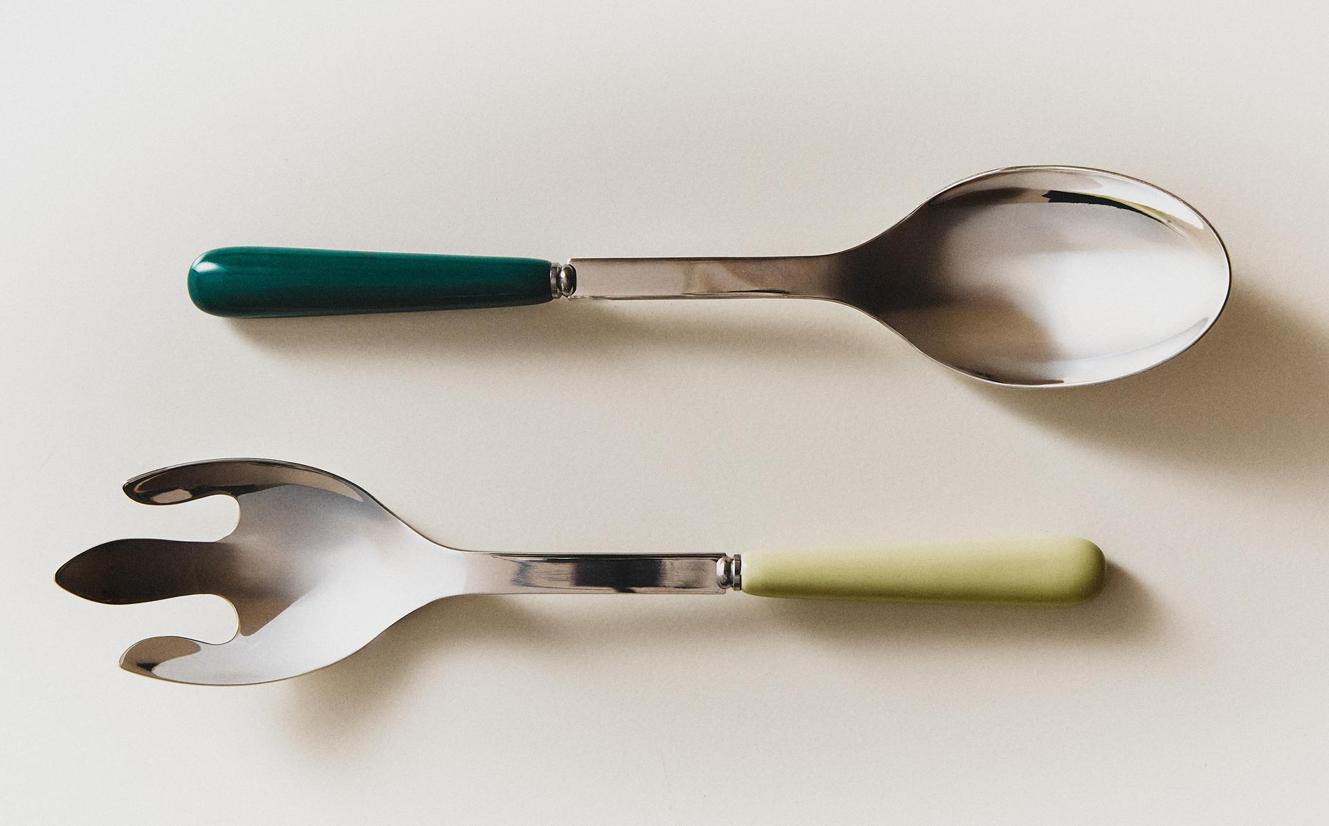 ENSEMBLE DE COUVERTS À SALADE MANCHE CÉRAMIQUE (LOT DE 2) ENSEMBLE DE COUVERTS À SALADE MANCHE CÉRAMIQUE (LOT DE 2)