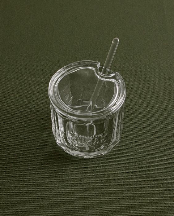 GLASS SUGAR BOWL WITH LID