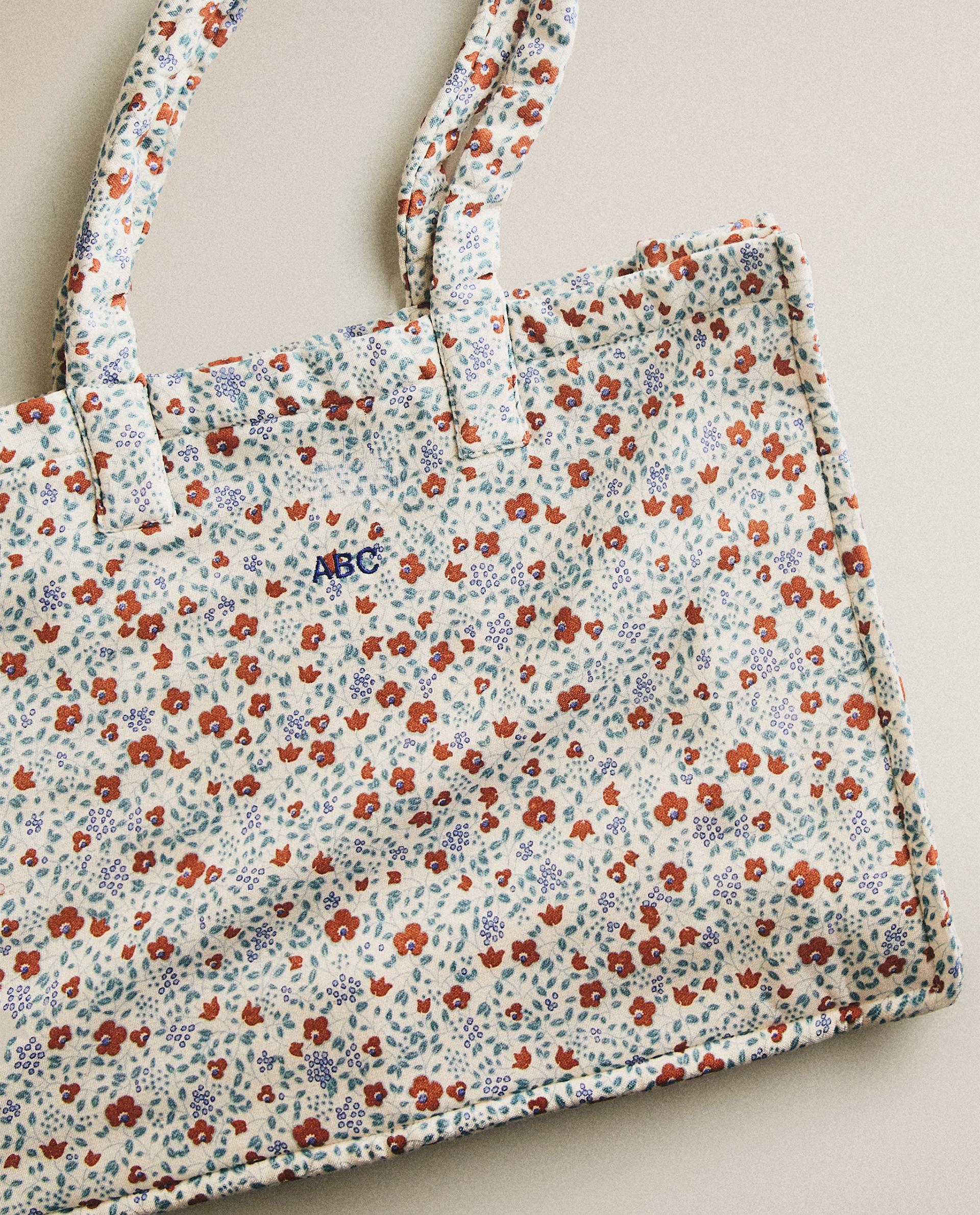 KIDS' FLORAL COTTON BEACH BAG KIDS' FLORAL COTTON BEACH BAG