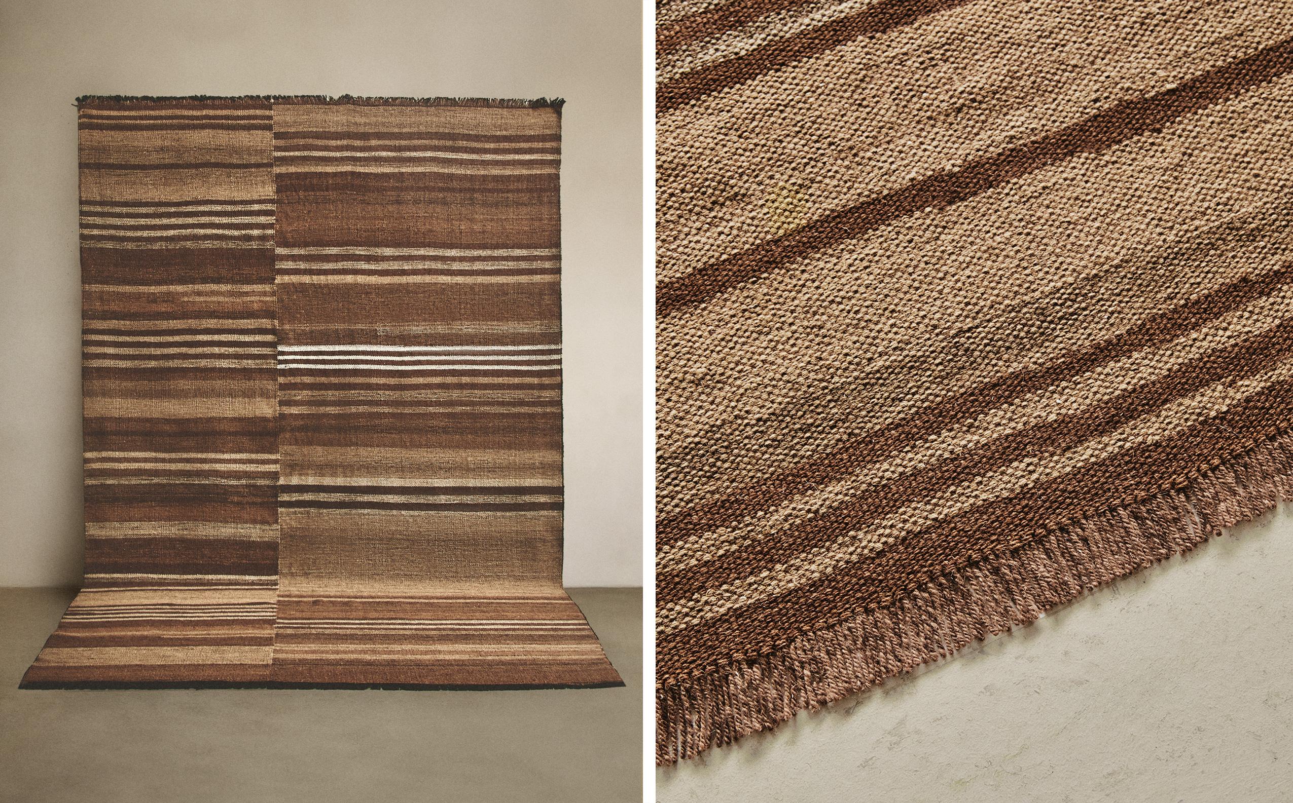 STRIPED RUG WITH FRINGING