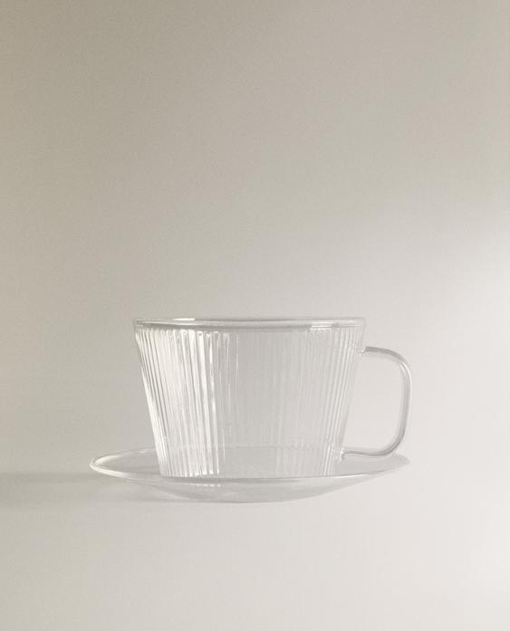 BOROSILICATE GLASS TEACUP AND SAUCER BOROSILICATE GLASS TEACUP AND SAUCER