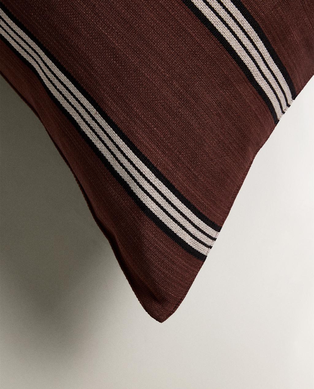 STRIPED COTTON THROW PILLOW COVER X TENSIRA