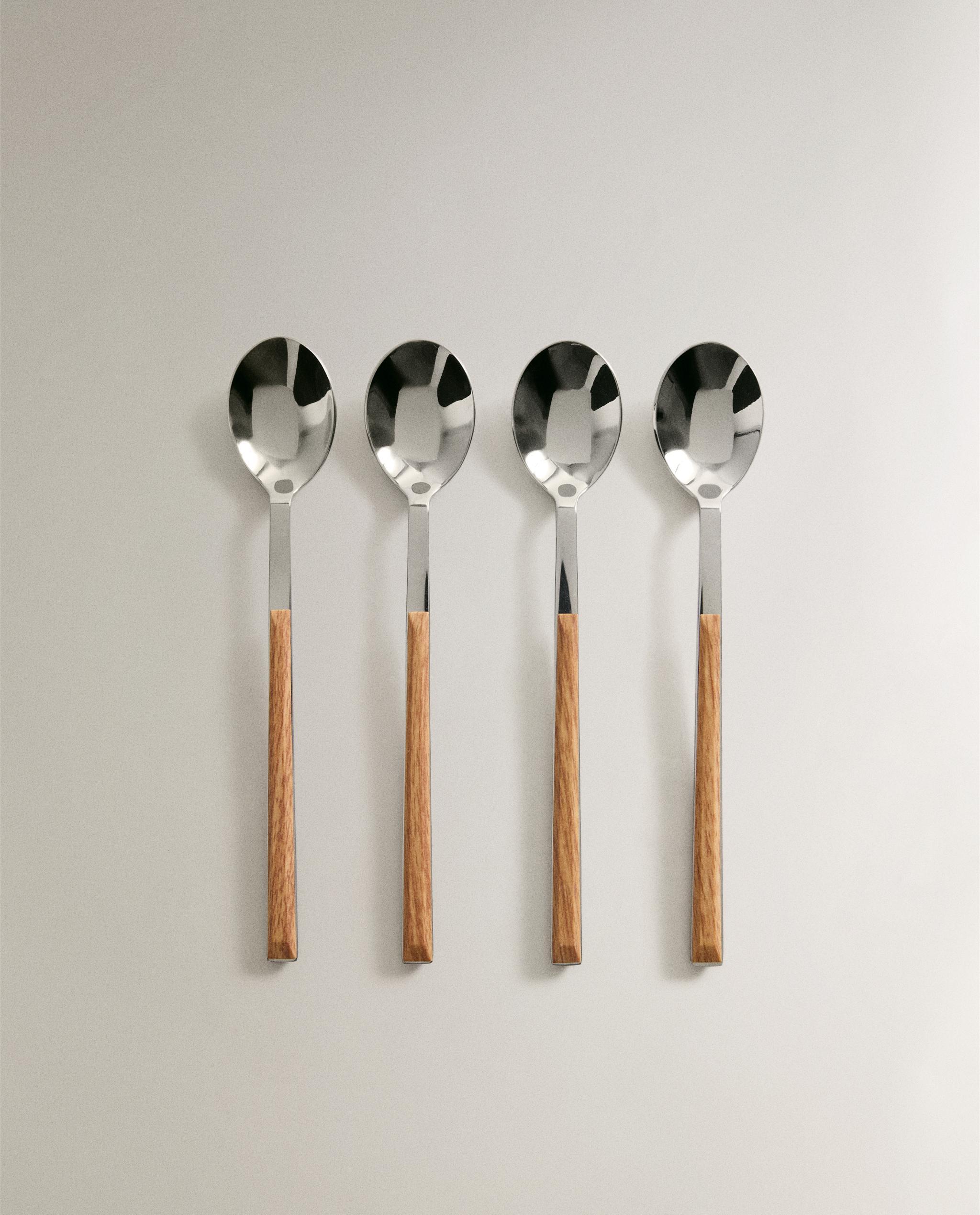 PACK OF DESSERT SPOONS WITH WOOD-EFFECT HANDLES (SET OF 4) product thumbnail 4