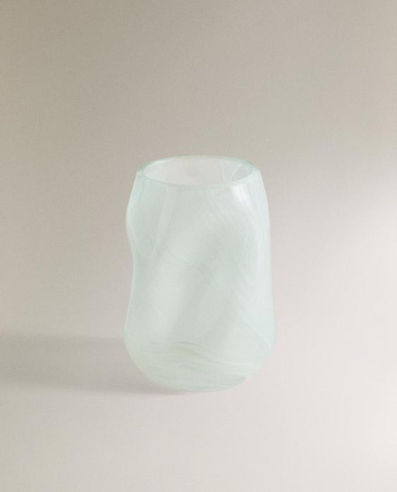 SHADED GREEN GLASS TOOTHBRUSH HOLDER