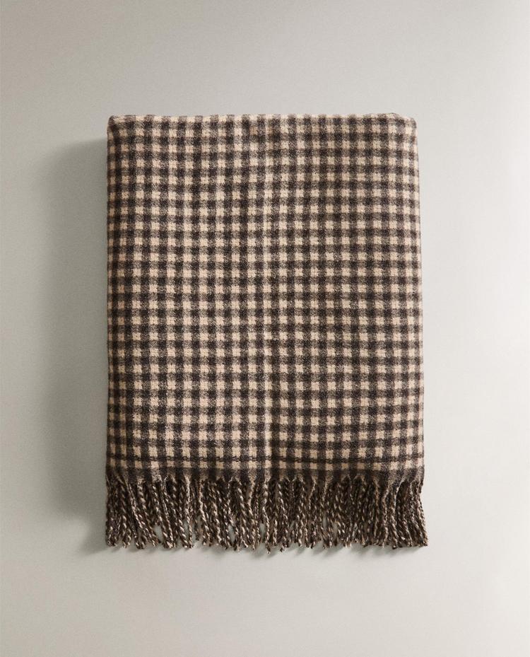 CHECK BLANKET WITH FRINGING