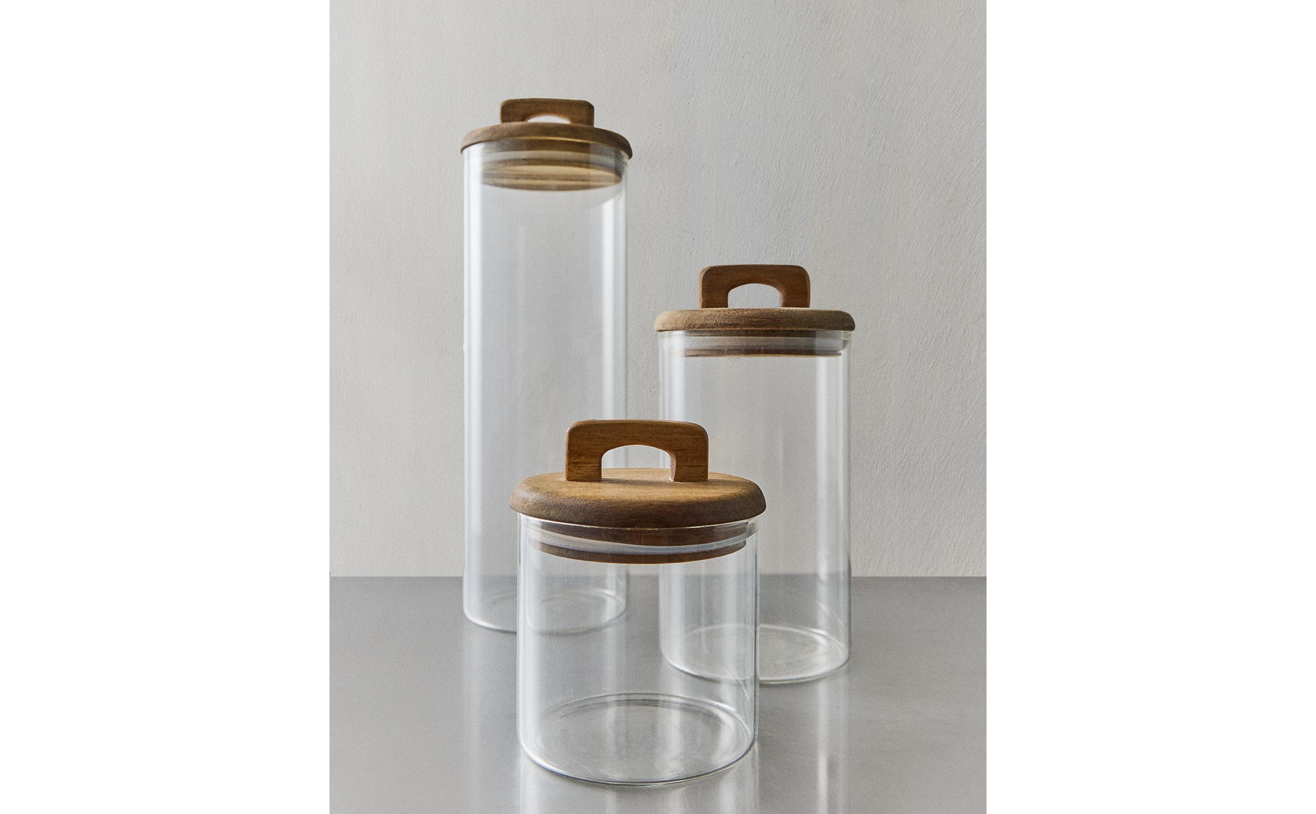 BOROSILICATE GLASS AND WOOD STORAGE JAR | Zara Home United