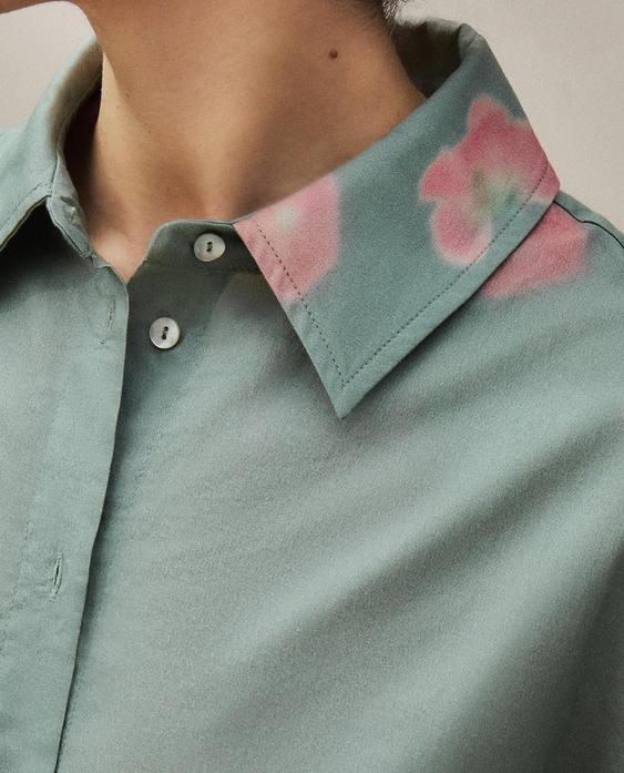 フローラル コットン シャツ