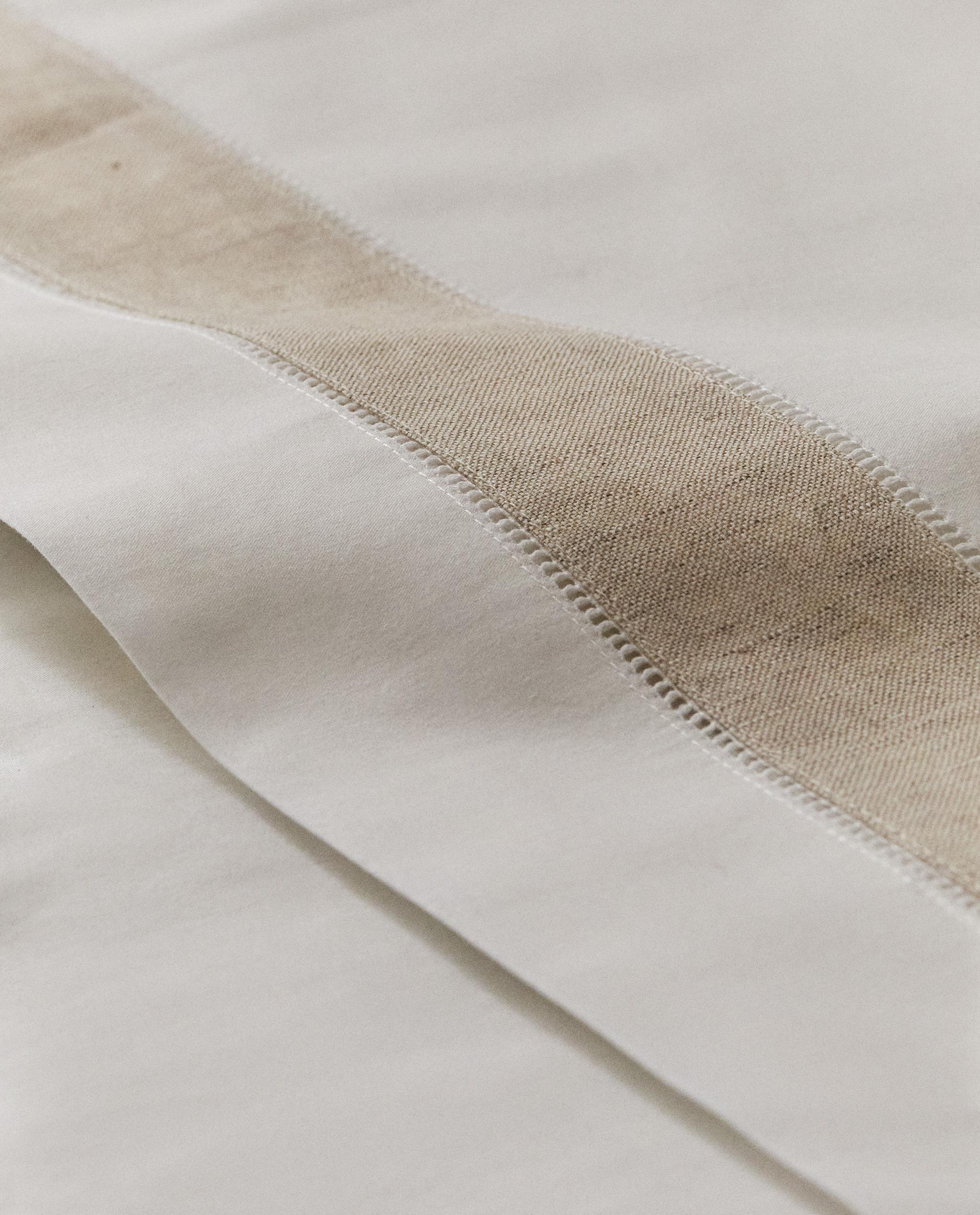 COTTON FLAT SHEET WITH LINEN BORDER product thumbnail 5